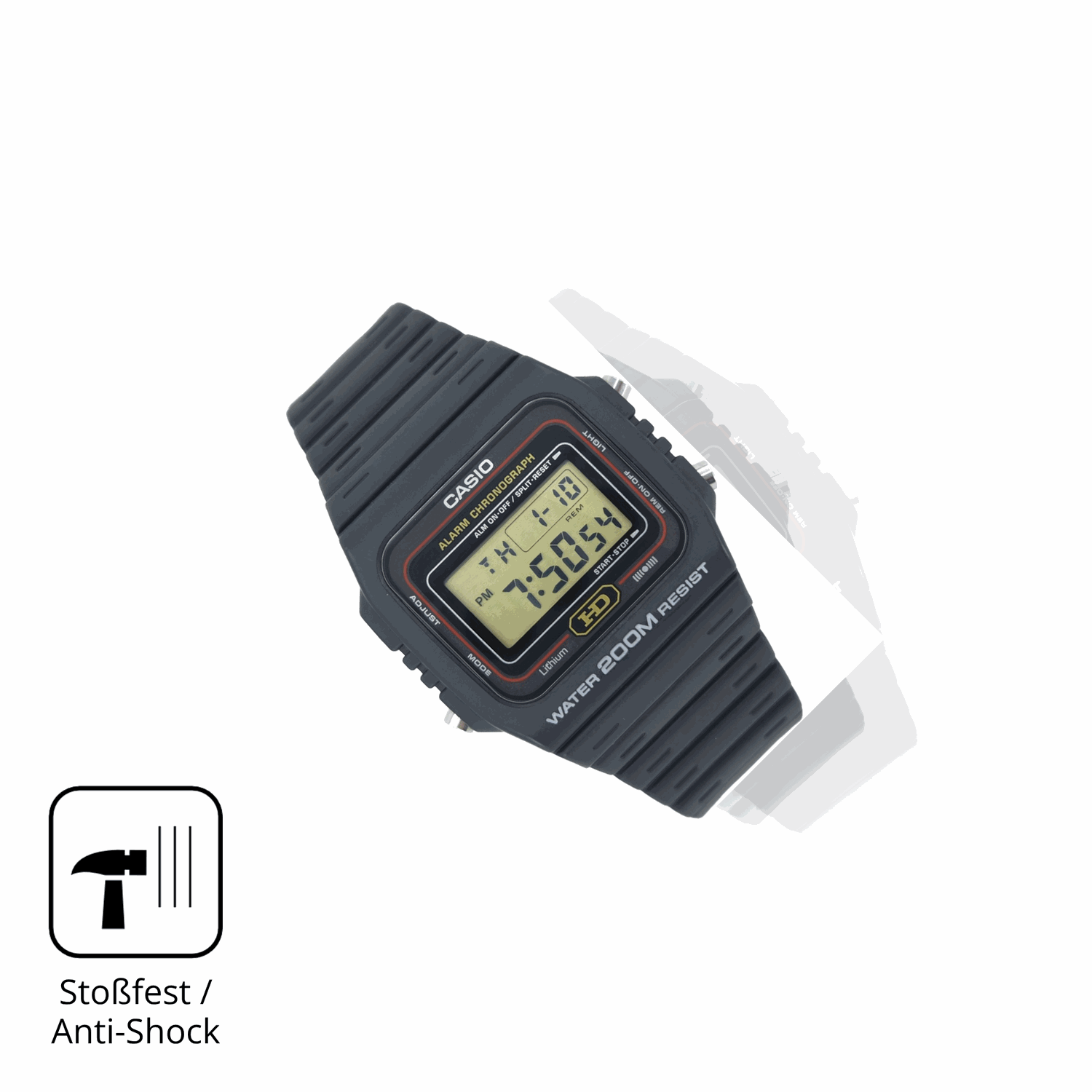Schutz gegen Kratzer auf dem Casio DW-260 Glas durch Schlüssel, Stöße gegen die Tischkante oder Stürze