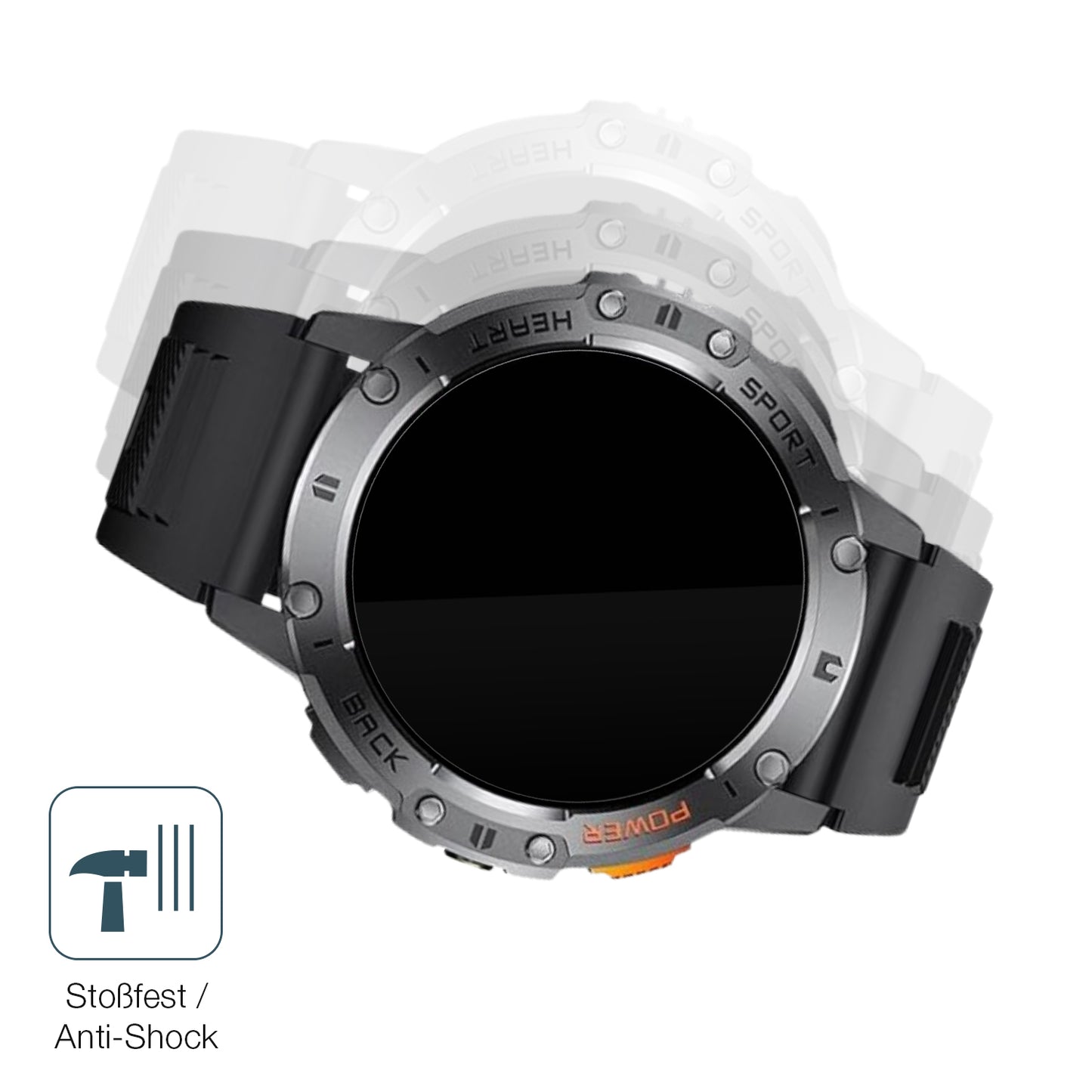 Schutz gegen Kratzer auf dem Dremac 1.43 Zoll Smartwatch Glas durch Schlüssel, Stöße gegen die Tischkante oder Stürze