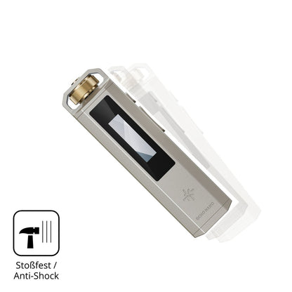 Schutz gegen Kratzer auf dem FiiO SnowSky Echo Nano Glas durch Schlüssel, Stöße gegen die Tischkante oder Stürze