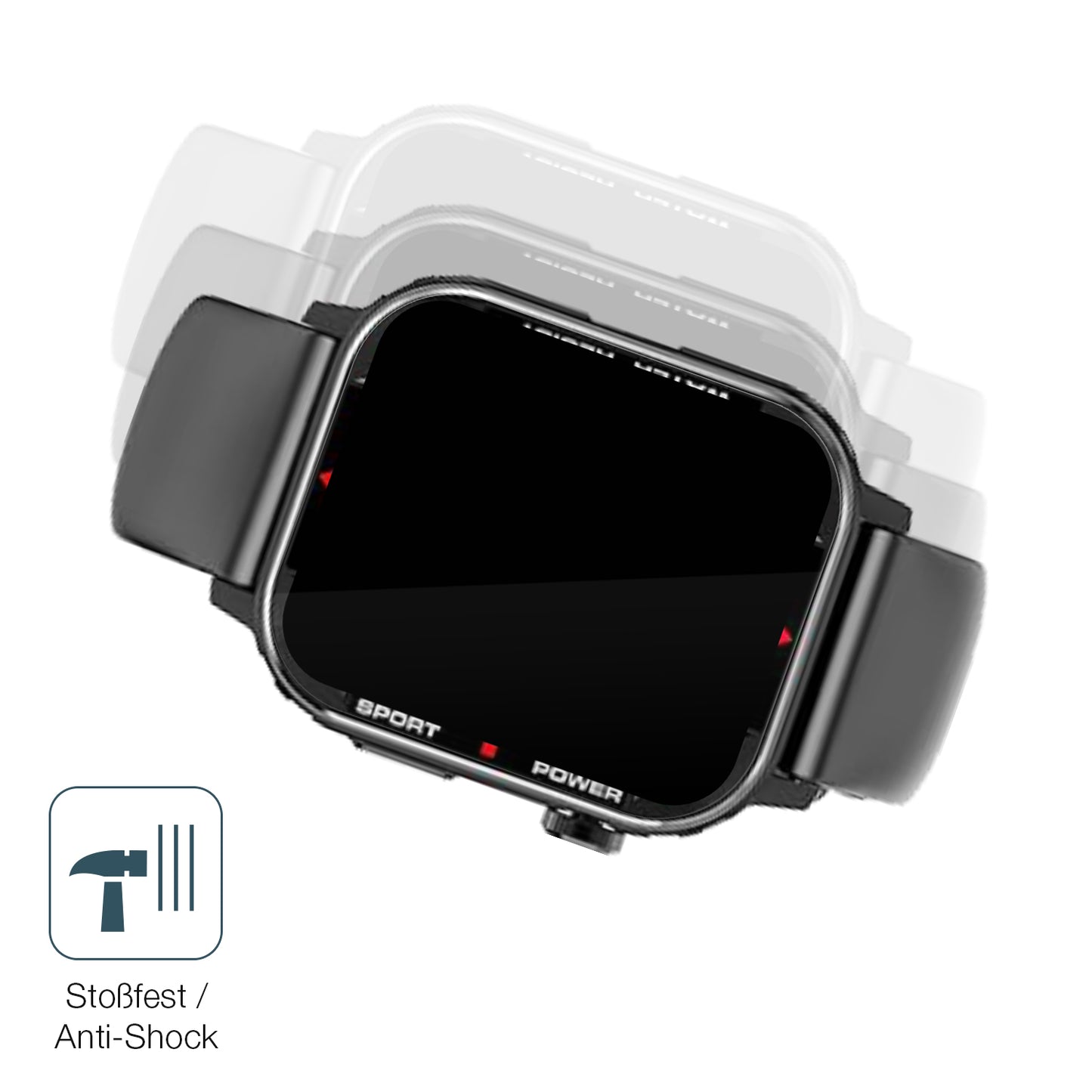 Schutz gegen Kratzer auf dem G96 Smartwatch Glas durch Schlüssel, Stöße gegen die Tischkante oder Stürze