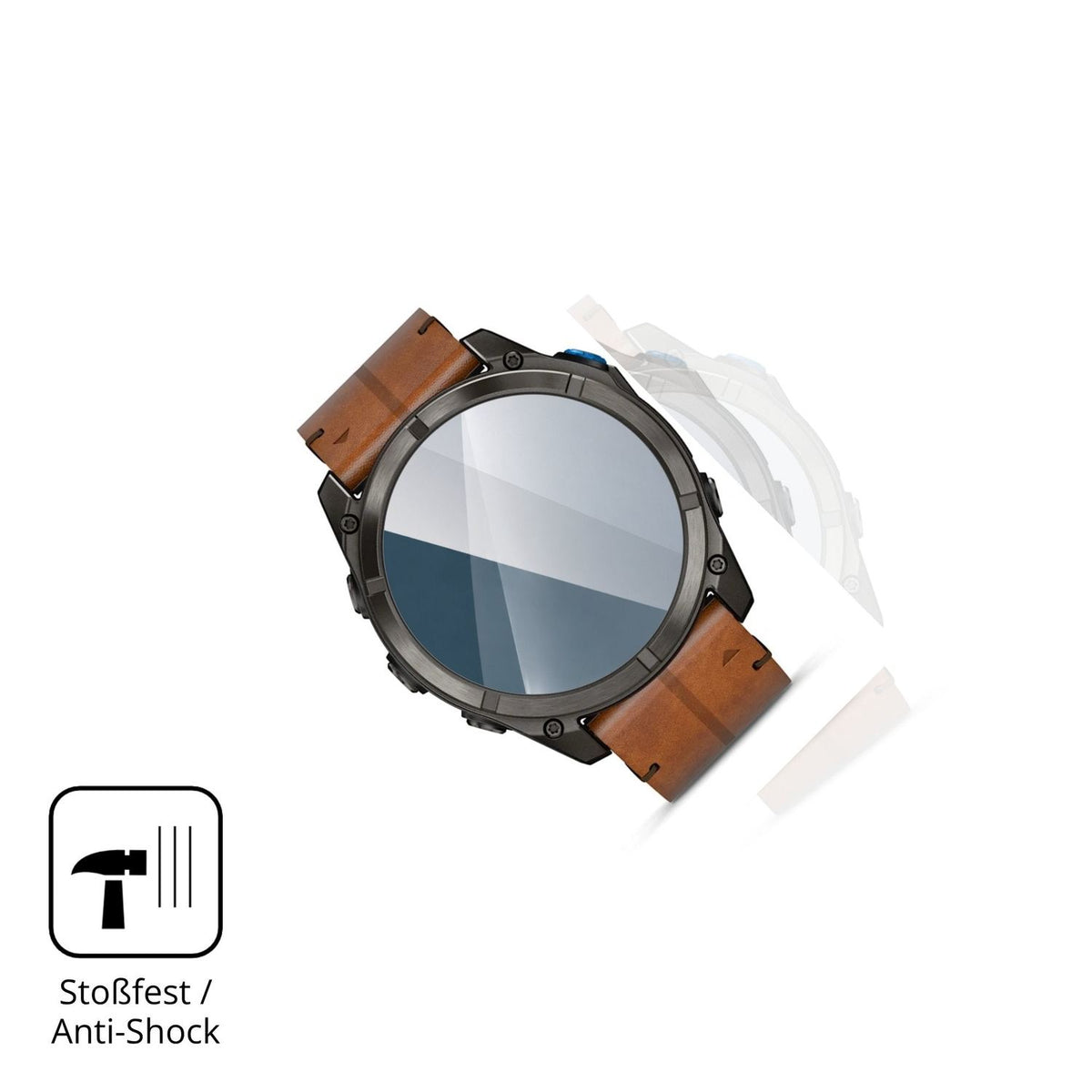 Schutz gegen Kratzer auf dem Garmin D2 Mach 2 Pro 51mm Glas durch Schlüssel, Stöße gegen die Tischkante oder Stürze
