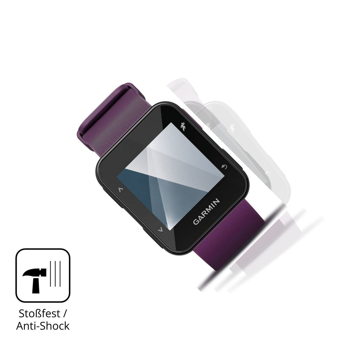 Schutz gegen Kratzer auf dem Garmin Forerunner 30 Glas durch Schlüssel, Stöße gegen die Tischkante oder Stürze