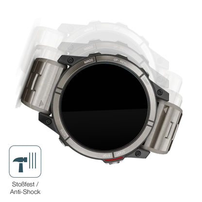 Schutz gegen Kratzer auf dem Garmin quatix 7X Glas durch Schlüssel, Stöße gegen die Tischkante oder Stürze