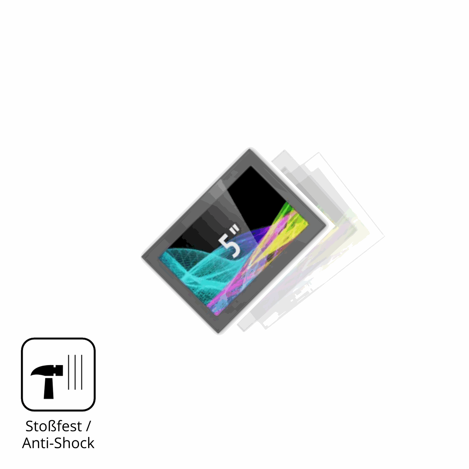 Schutz gegen Kratzer auf dem HMI Ultratronik Glass Touch Front 5 Zoll Glas durch Schlüssel, Stöße gegen die Tischkante oder Stürze