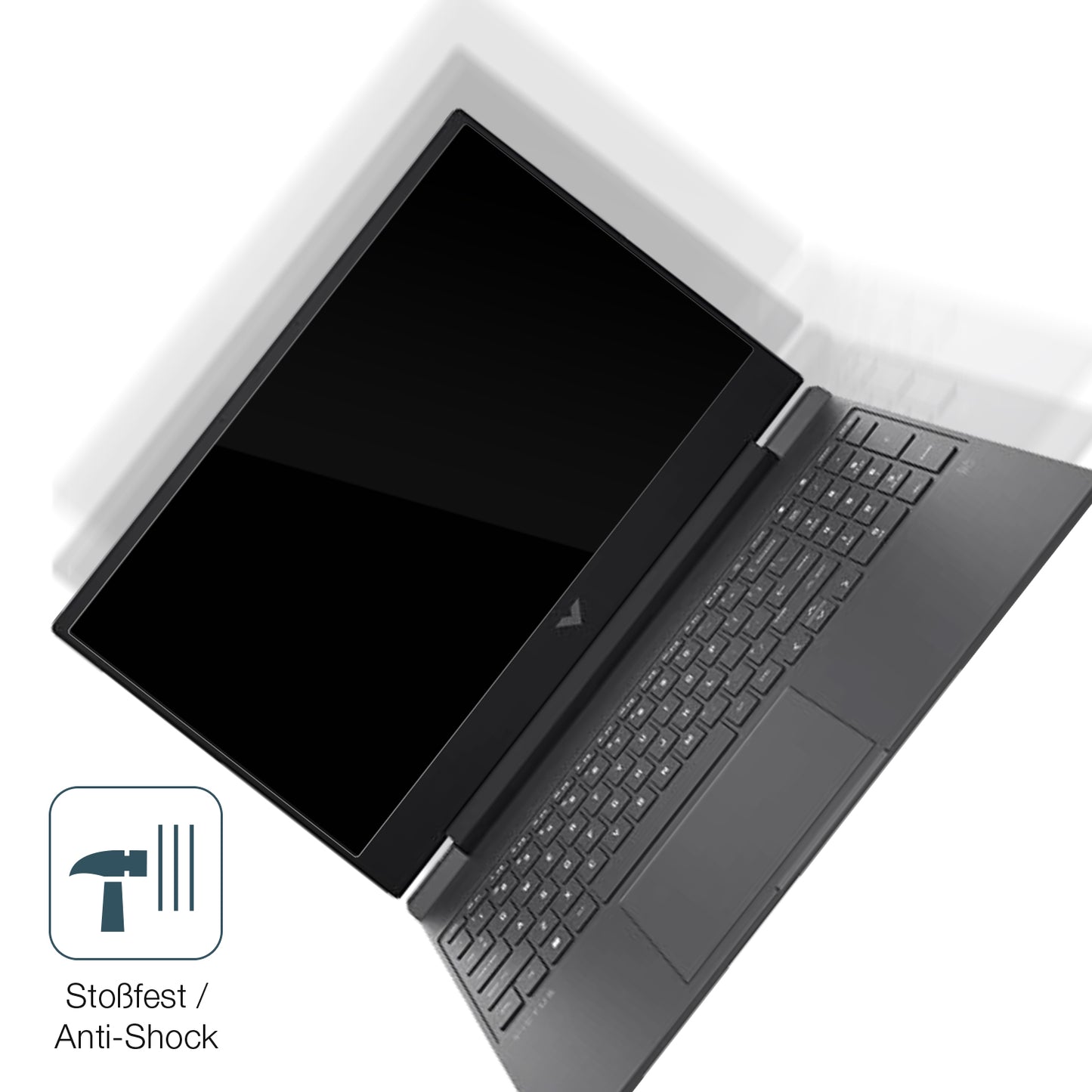 Schutz gegen Kratzer auf dem HP Victus Gaming Laptop Glas durch Schlüssel, Stöße gegen die Tischkante oder Stürze