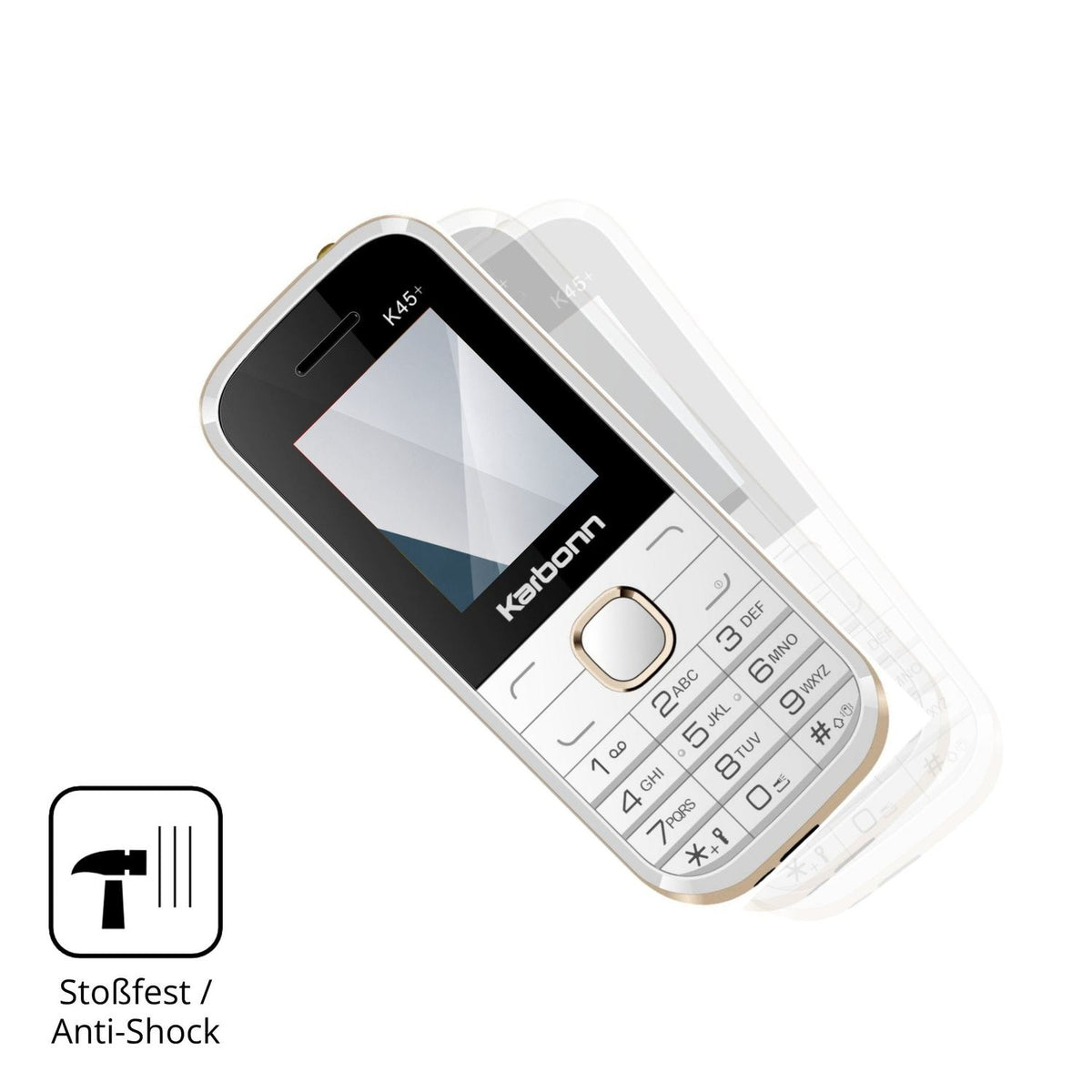 Schutz gegen Kratzer auf dem Karbonn K45 Plus Glas durch Schlüssel, Stöße gegen die Tischkante oder Stürze
