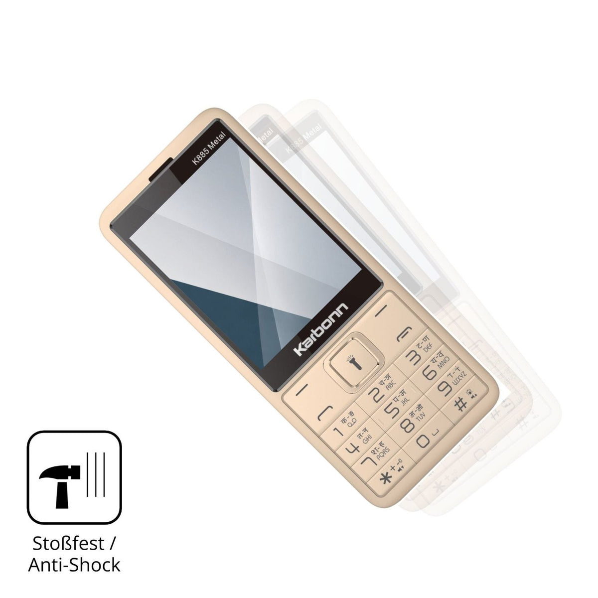 Schutz gegen Kratzer auf dem Karbonn K885 Metal Glas durch Schlüssel, Stöße gegen die Tischkante oder Stürze