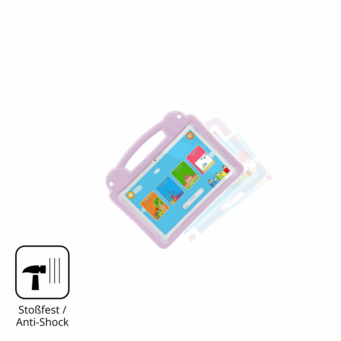 Schutz gegen Kratzer auf dem LETGOSPT Kids Tablet 10.1 Glas durch Schlüssel, Stöße gegen die Tischkante oder Stürze