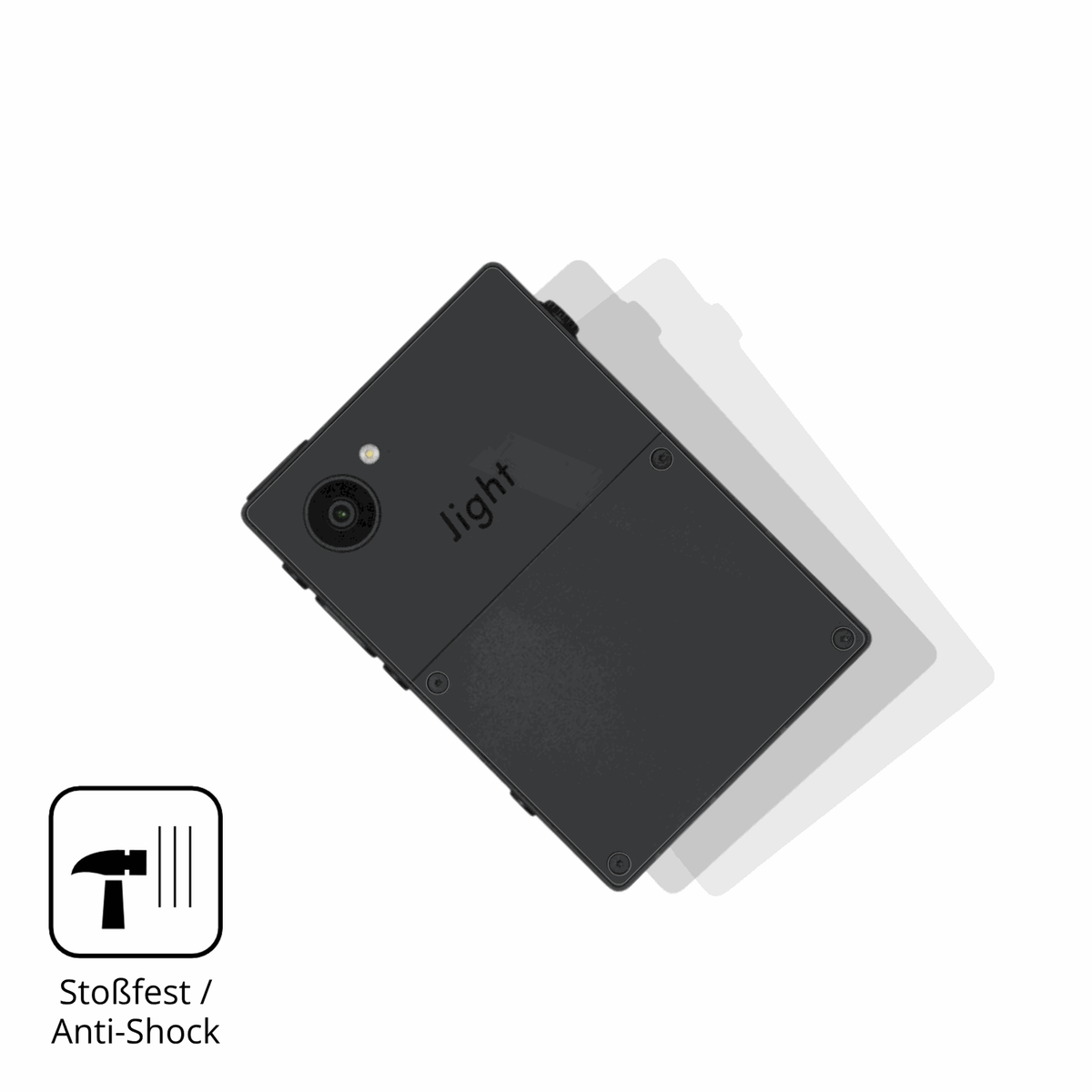 Schutz gegen Kratzer auf dem Light Phone 3 Rückseite Glas durch Schlüssel, Stöße gegen die Tischkante oder Stürze