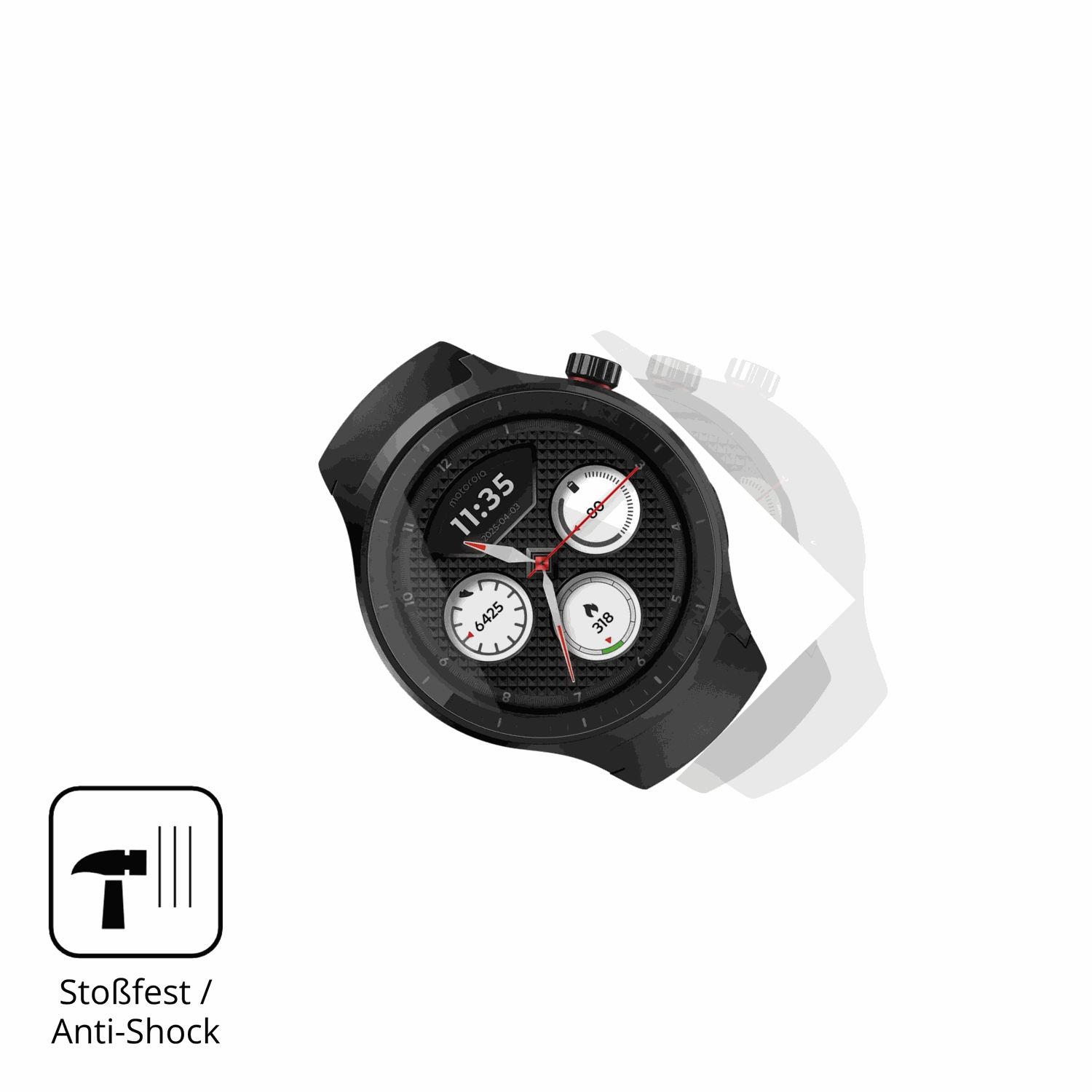Schutz gegen Kratzer auf dem Motorola Moto Watch 2026 1.43 Zoll Glas durch Schlüssel, Stöße gegen die Tischkante oder Stürze