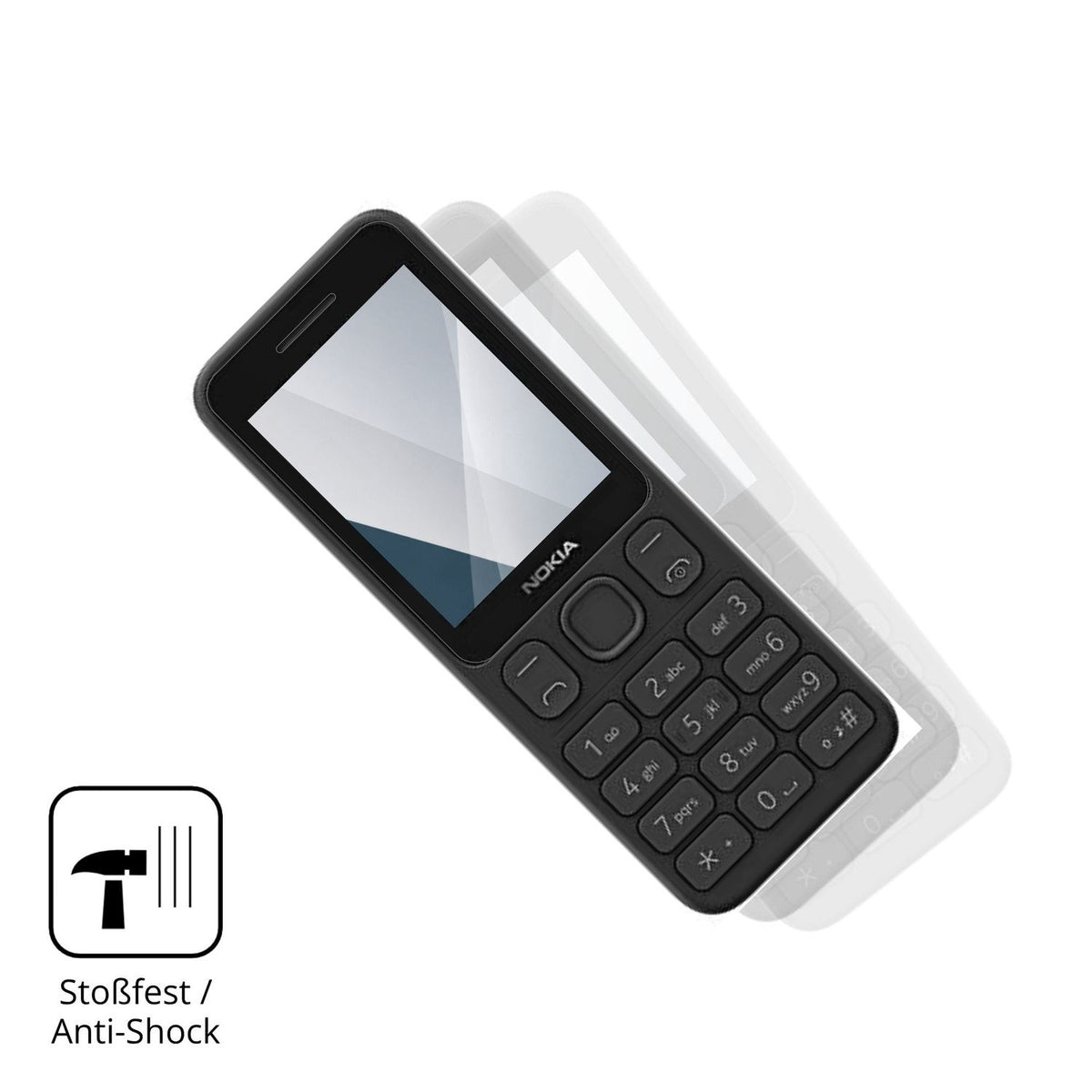 Schutz gegen Kratzer auf dem Nokia 125 Glas durch Schlüssel, Stöße gegen die Tischkante oder Stürze