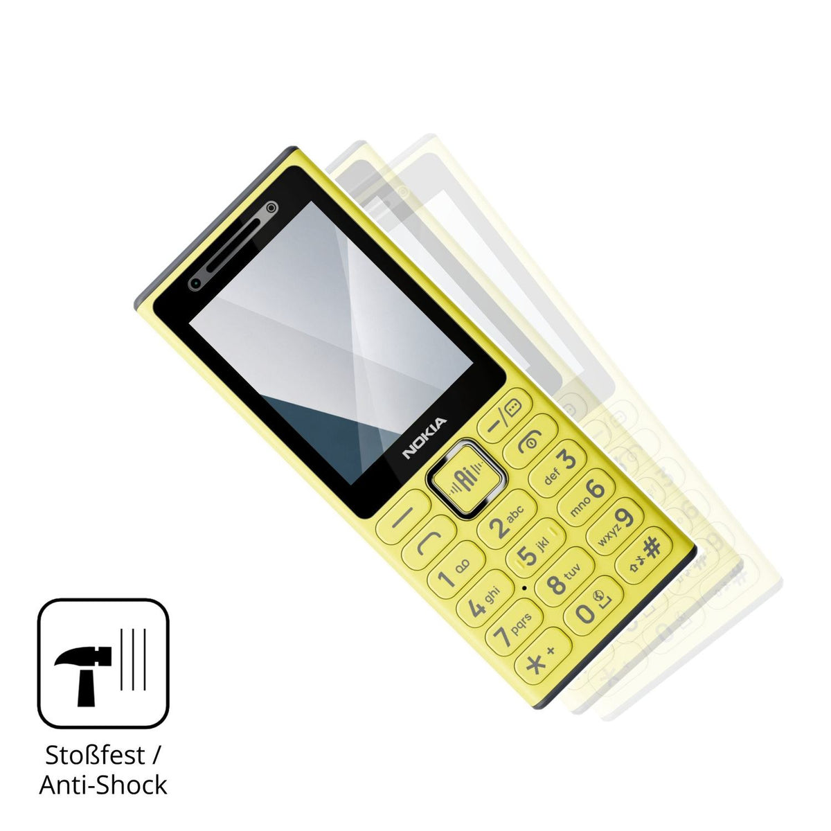 Schutz gegen Kratzer auf dem Nokia 200 4G Glas durch Schlüssel, Stöße gegen die Tischkante oder Stürze
