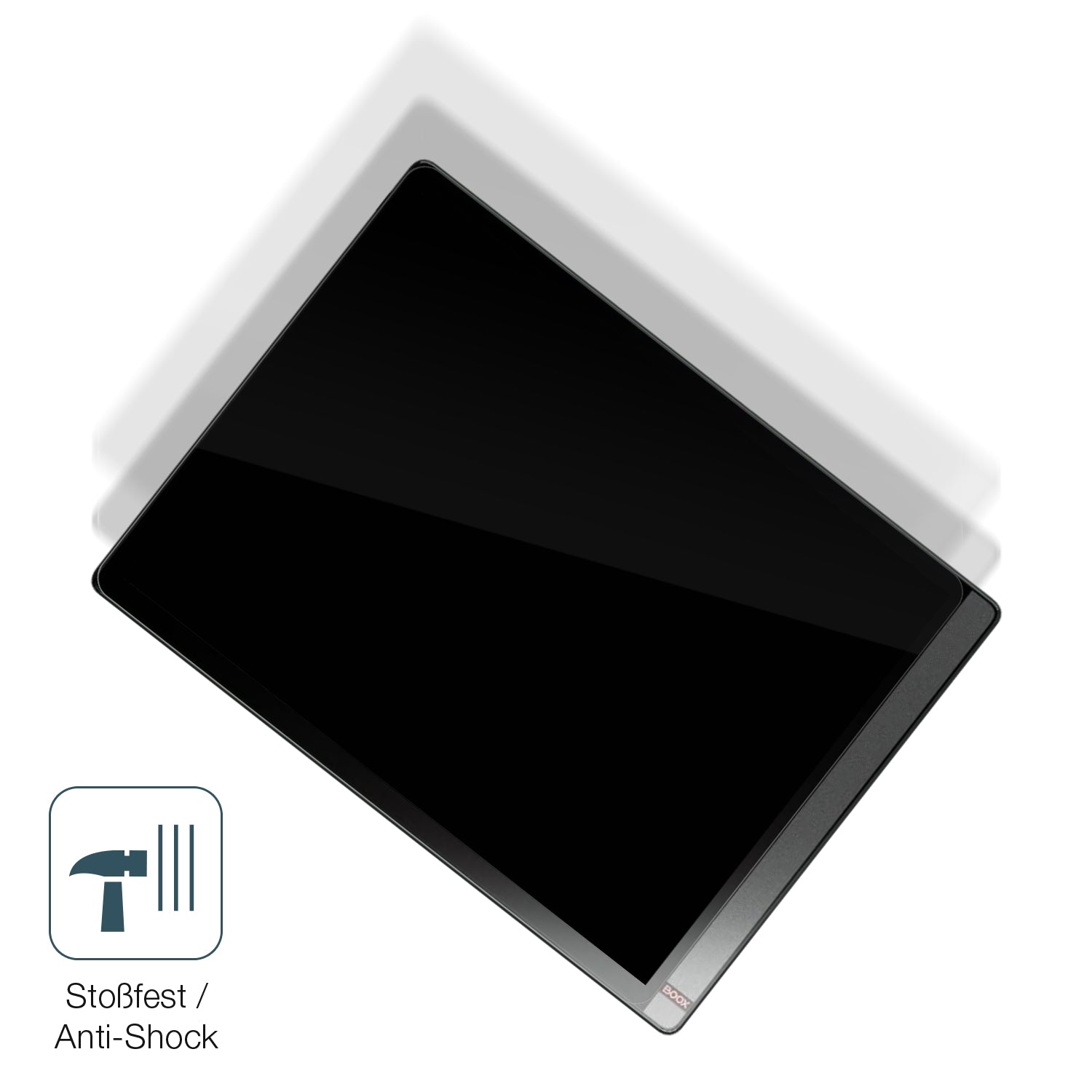 Schutz gegen Kratzer auf dem Onyx Boox Tab X Glas durch Schlüssel, Stöße gegen die Tischkante oder Stürze
