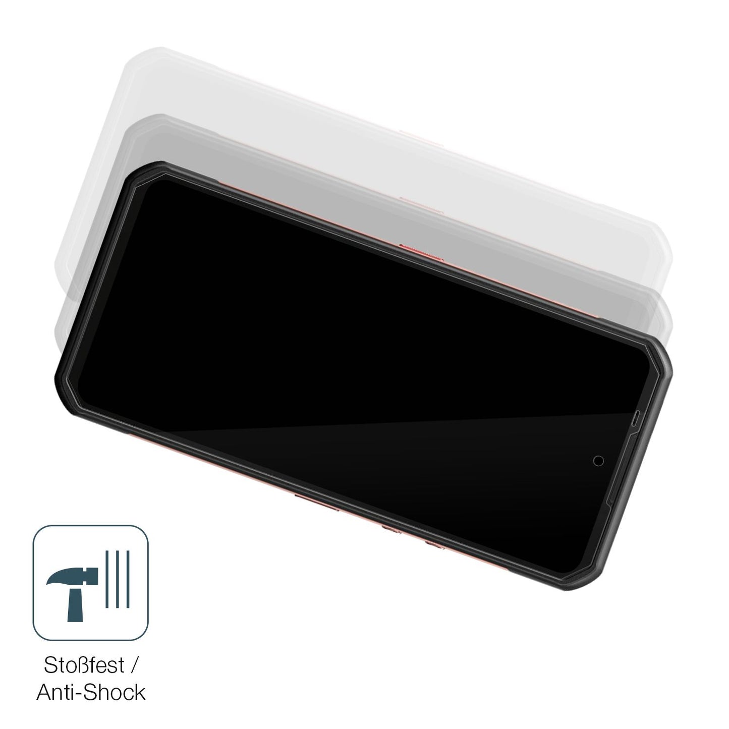 Schutz gegen Kratzer auf dem Oukitel WP300 5G Glas durch Schlüssel, Stöße gegen die Tischkante oder Stürze