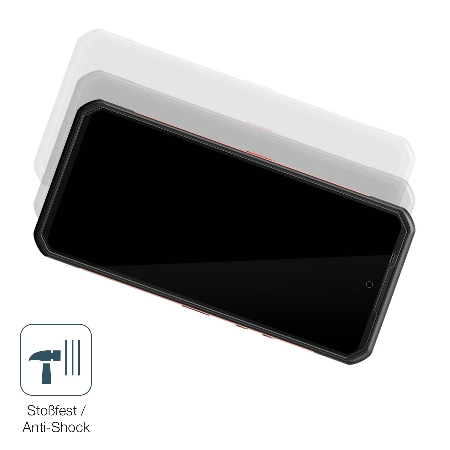Schutz gegen Kratzer auf dem Oukitel WP300 5G Glas durch Schlüssel, Stöße gegen die Tischkante oder Stürze