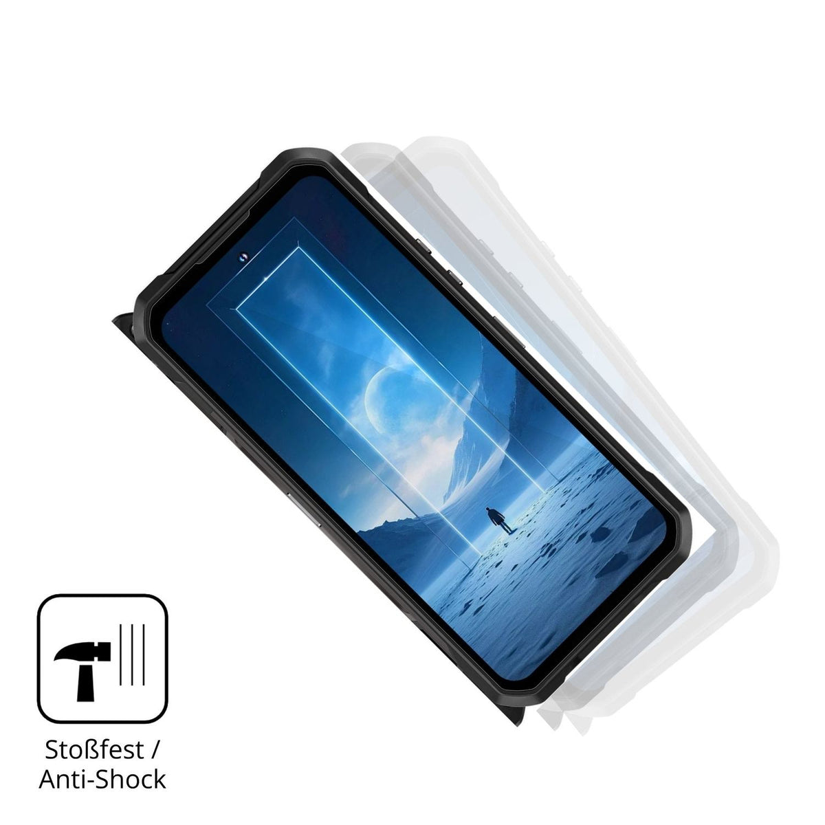 Schutz gegen Kratzer auf dem Oukitel WP61 Ti Glas durch Schlüssel, Stöße gegen die Tischkante oder Stürze