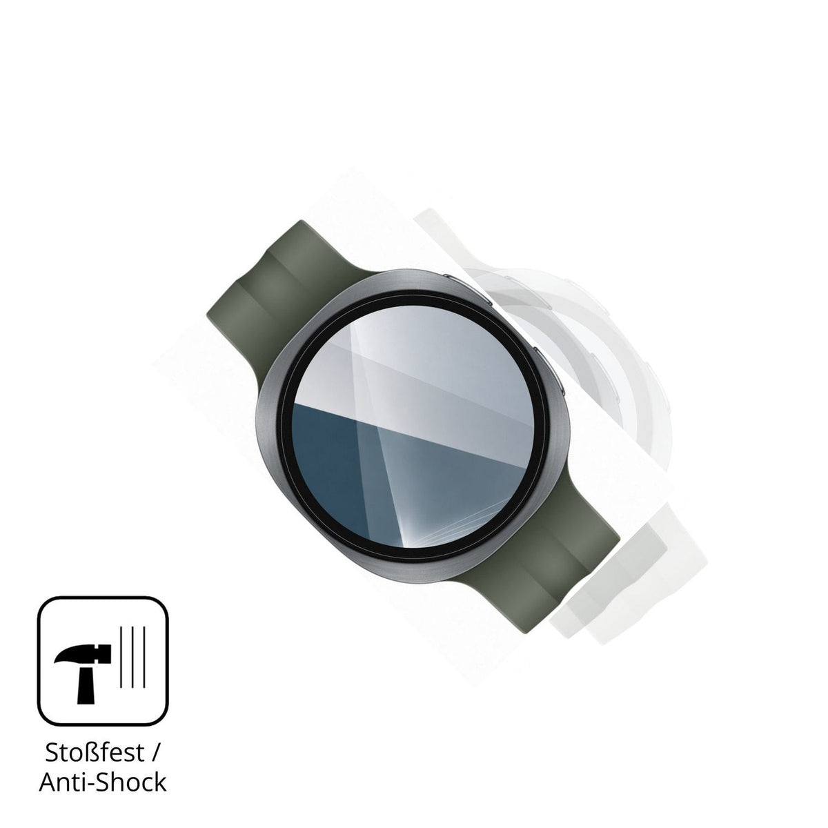 Schutz gegen Kratzer auf dem Samsung Galaxy Watch9 44mm Glas durch Schlüssel, Stöße gegen die Tischkante oder Stürze