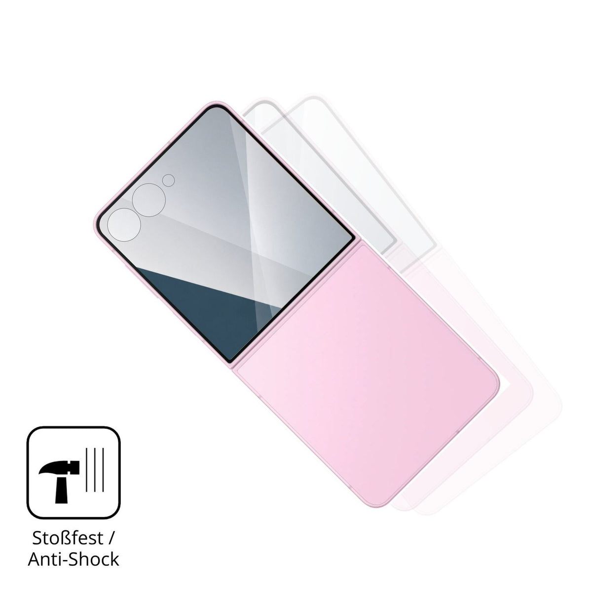 Schutz gegen Kratzer auf dem Samsung Galaxy Z Flip8 Aussenseite Glas durch Schlüssel, Stöße gegen die Tischkante oder Stürze