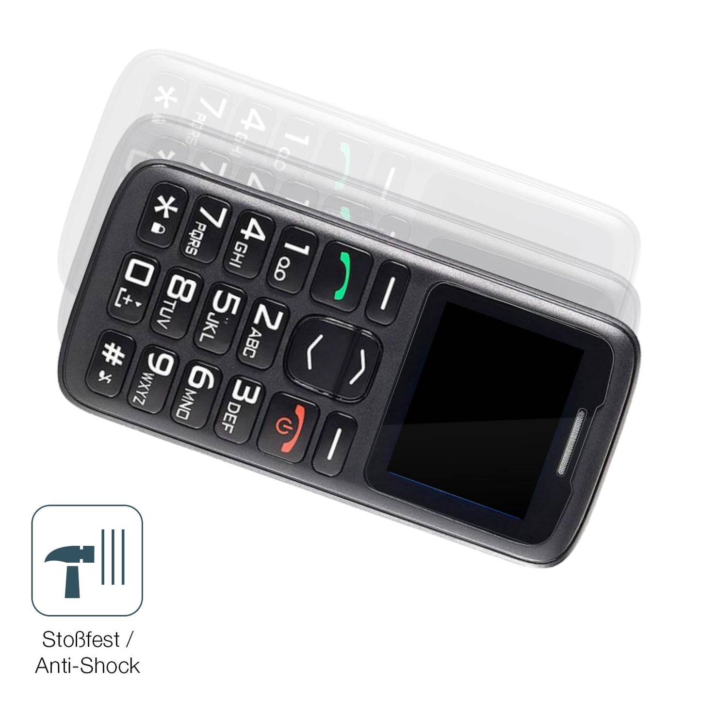 Schutz gegen Kratzer auf dem Simvalley Senioren mobile Glas durch Schlüssel, Stöße gegen die Tischkante oder Stürze