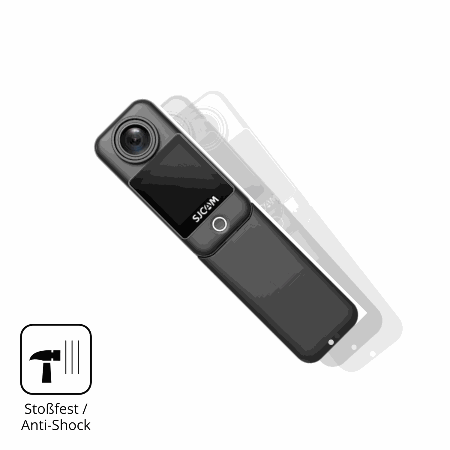 Schutz gegen Kratzer auf dem SJCAM C300 Glas durch Schlüssel, Stöße gegen die Tischkante oder Stürze