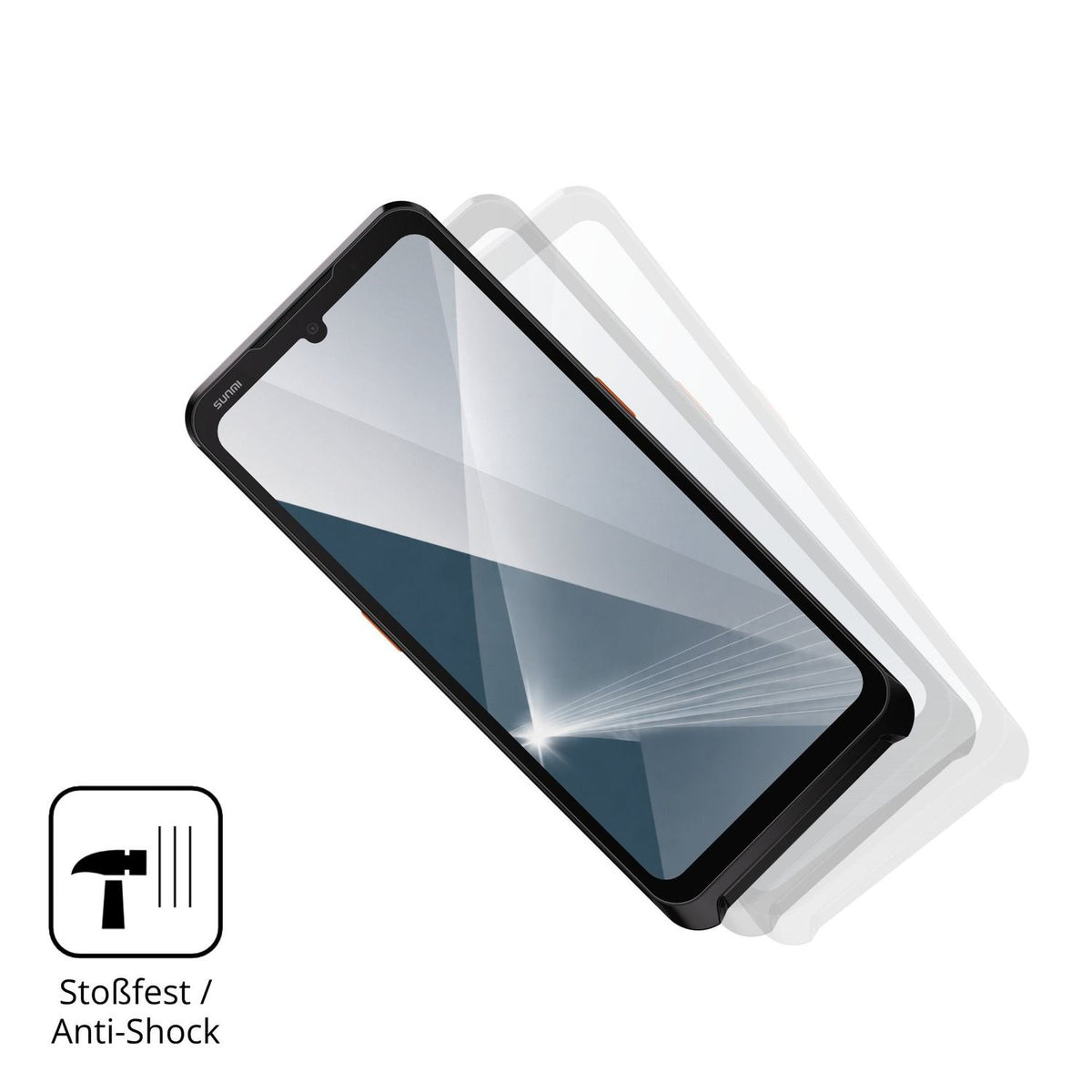 Schutz gegen Kratzer auf dem Sunmi P3 Air Glas durch Schlüssel, Stöße gegen die Tischkante oder Stürze