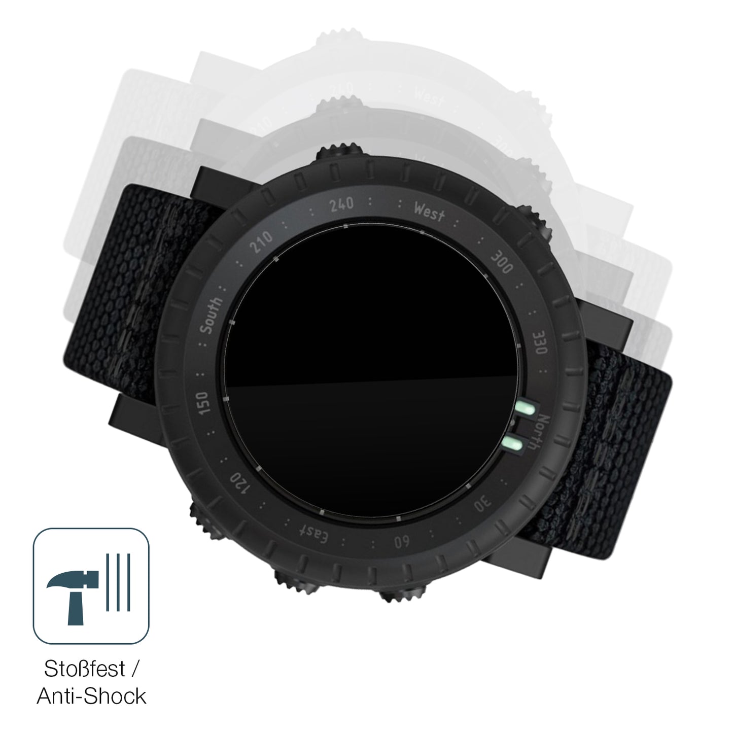 Schutz gegen Kratzer auf dem Suunto Core Alpha Glas durch Schlüssel, Stöße gegen die Tischkante oder Stürze