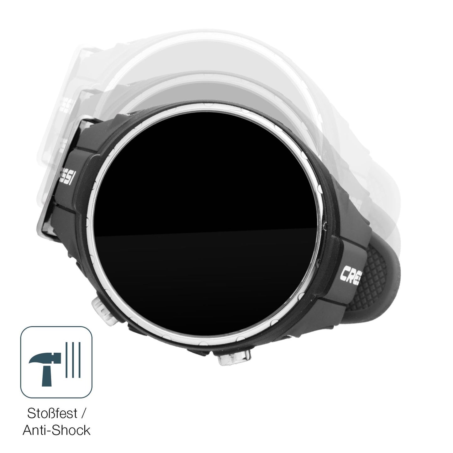 Schutz gegen Kratzer auf dem Suunto D4F Tauchcomputer Glas durch Schlüssel, Stöße gegen die Tischkante oder Stürze