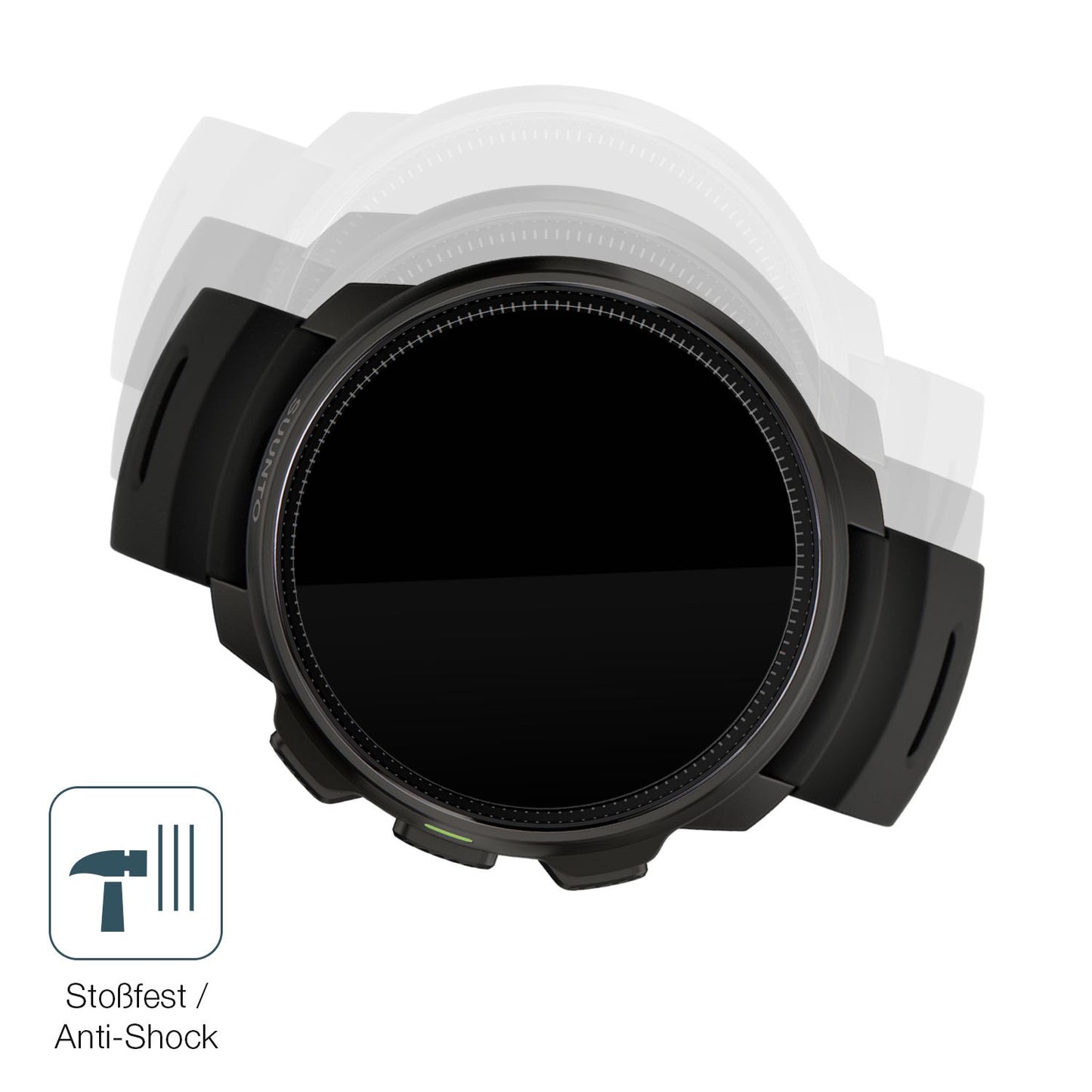 Schutz gegen Kratzer auf dem Suunto Ocean Glas durch Schlüssel, Stöße gegen die Tischkante oder Stürze