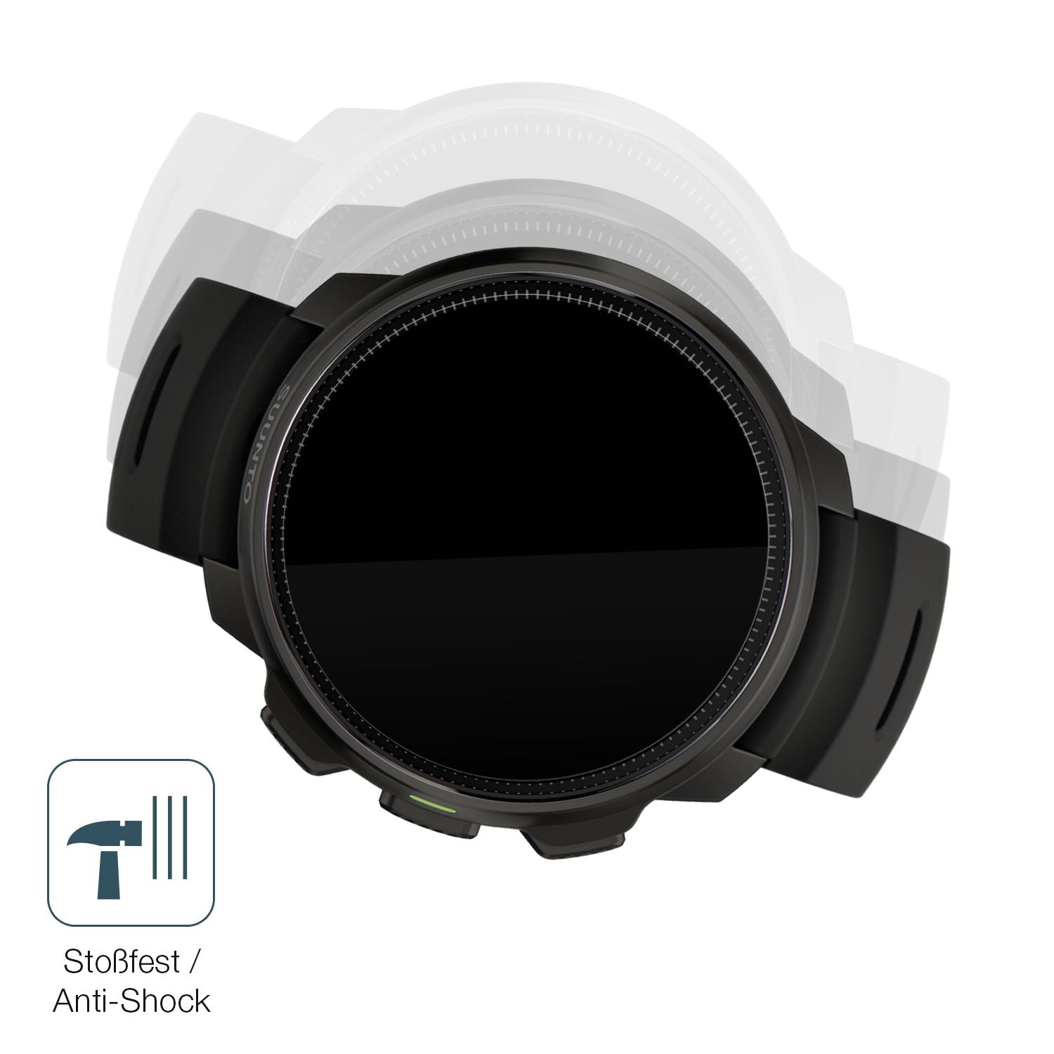 Schutz gegen Kratzer auf dem Suunto Ocean Glas durch Schlüssel, Stöße gegen die Tischkante oder Stürze