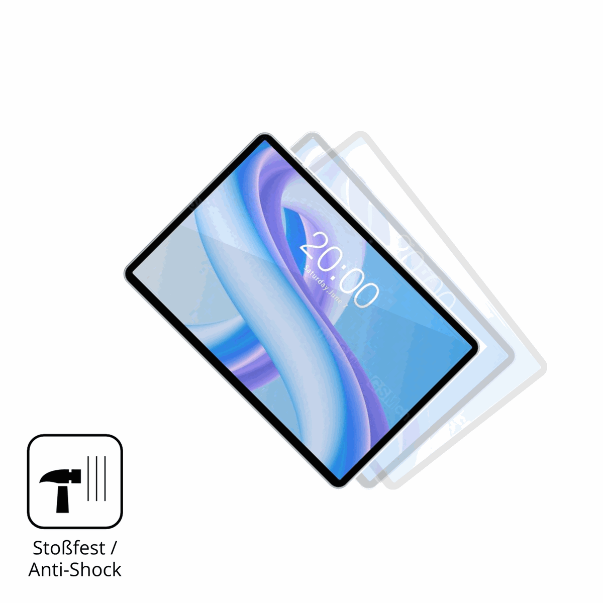 Schutz gegen Kratzer auf dem Teclast M50 Plus Glas durch Schl�ssel, St��e gegen die Tischkante oder St�rze