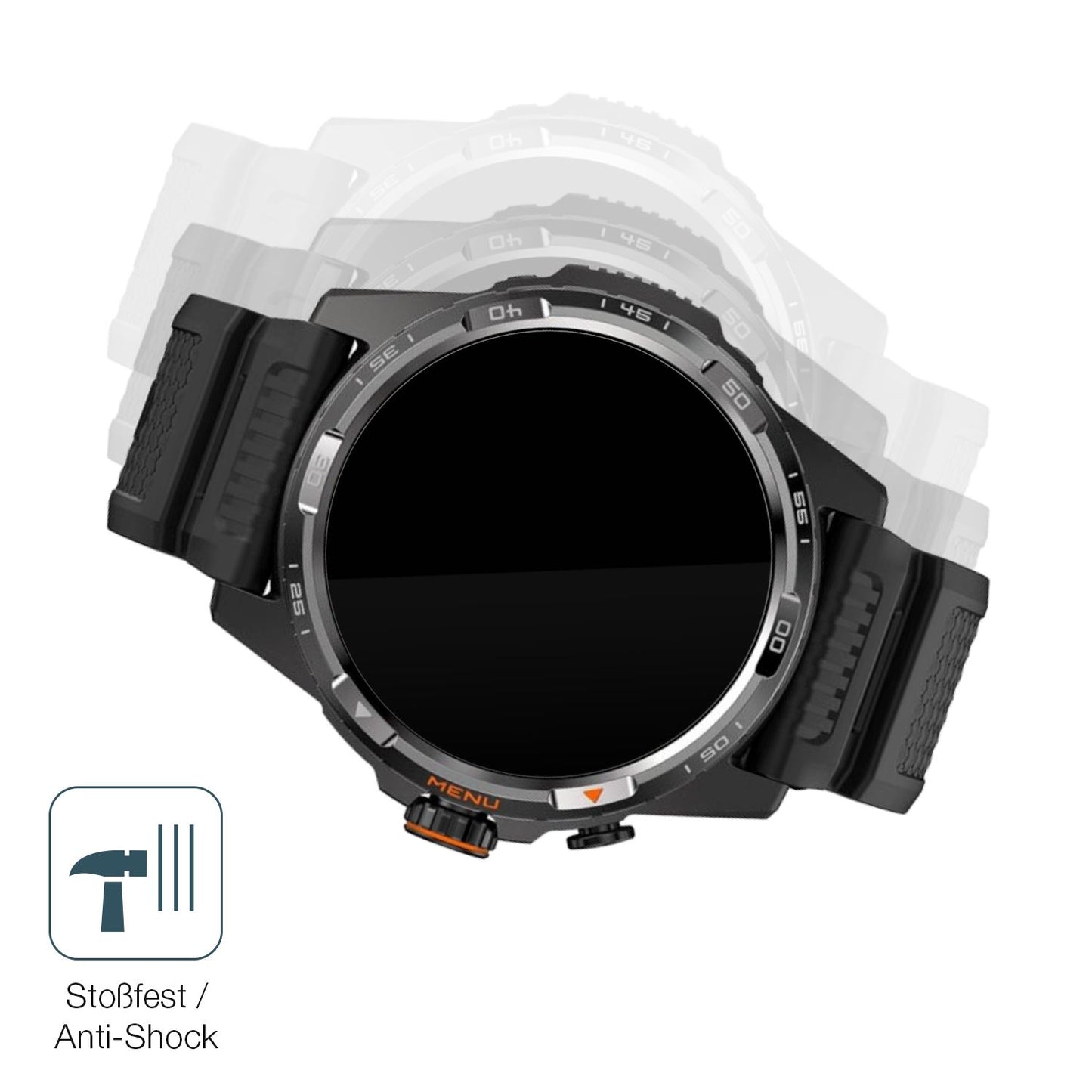 Schutz gegen Kratzer auf dem ticWatch Atlas Glas durch Schlüssel, Stöße gegen die Tischkante oder Stürze