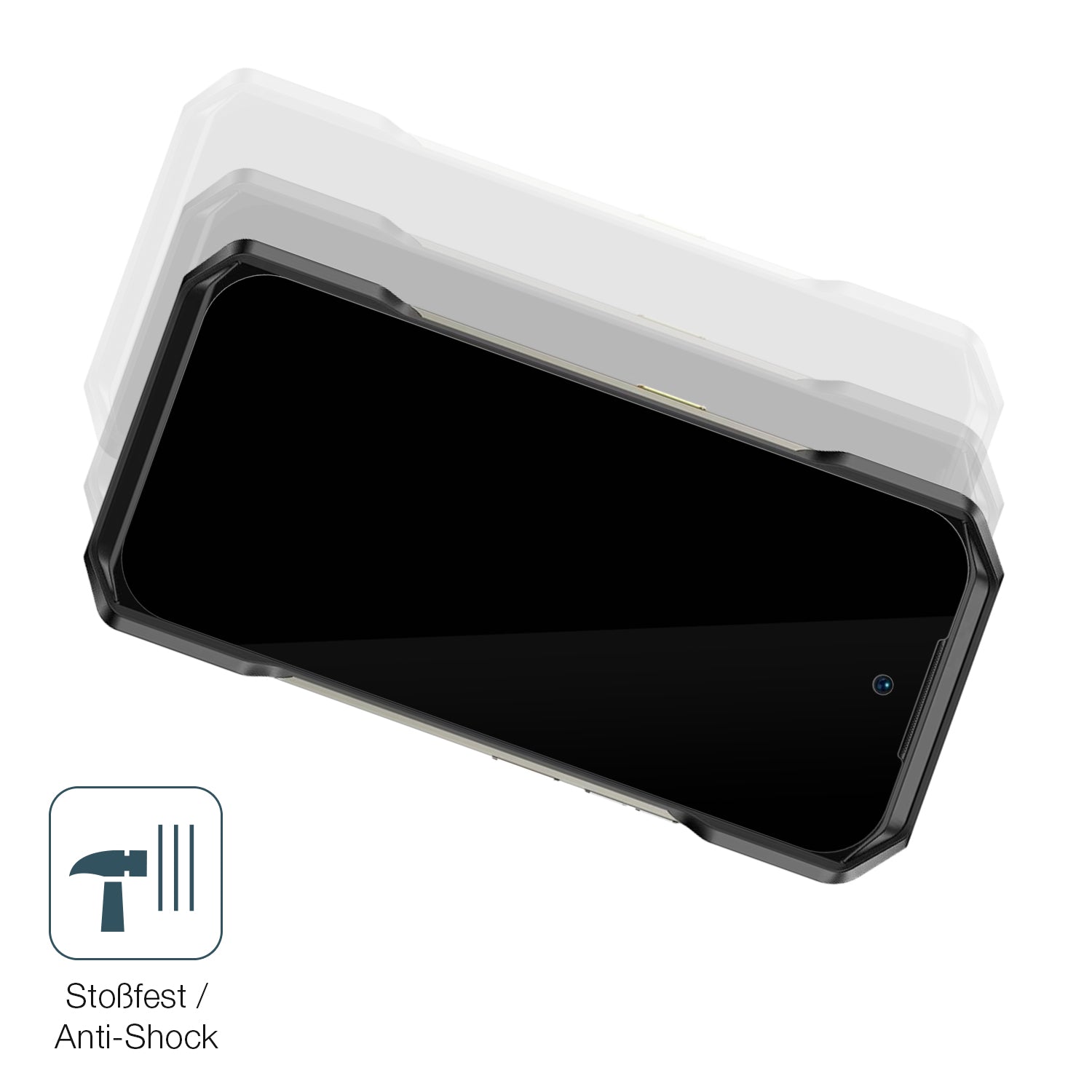 Schutz gegen Kratzer auf dem Ulefone Armor 27 Pro 5G Glas durch Schlüssel, Stöße gegen die Tischkante oder Stürze