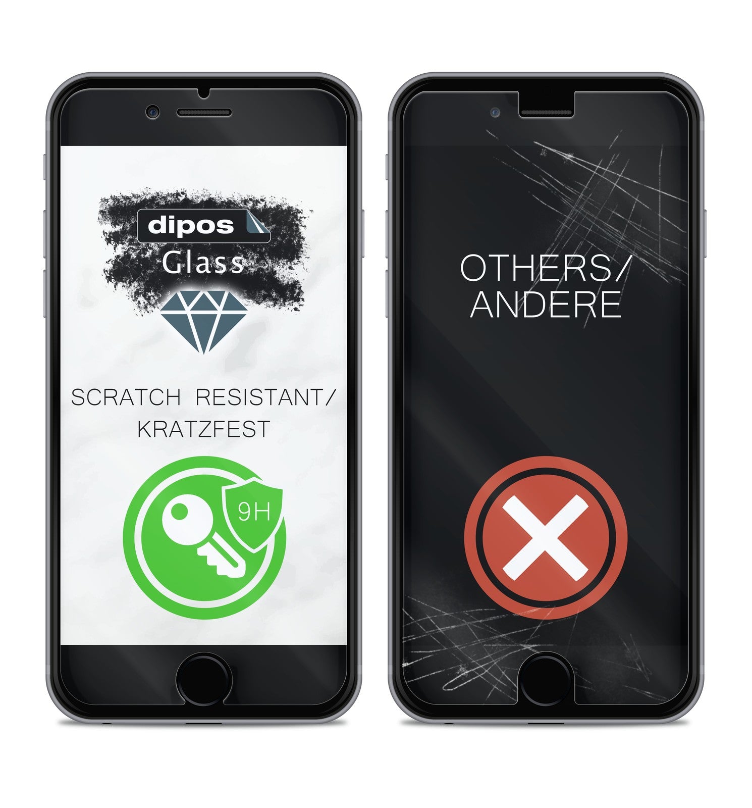 Schutz gegen Kratzer auf dem BQ Aquaris X Pro Glas durch Schlüssel, Stöße gegen die Tischkante oder Stürze