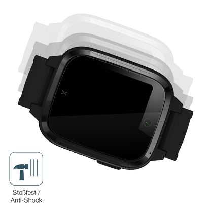 Schutz gegen Kratzer auf dem XPLORA Kidzi Smartwatch Glas durch Schlüssel, Stöße gegen die Tischkante oder Stürze