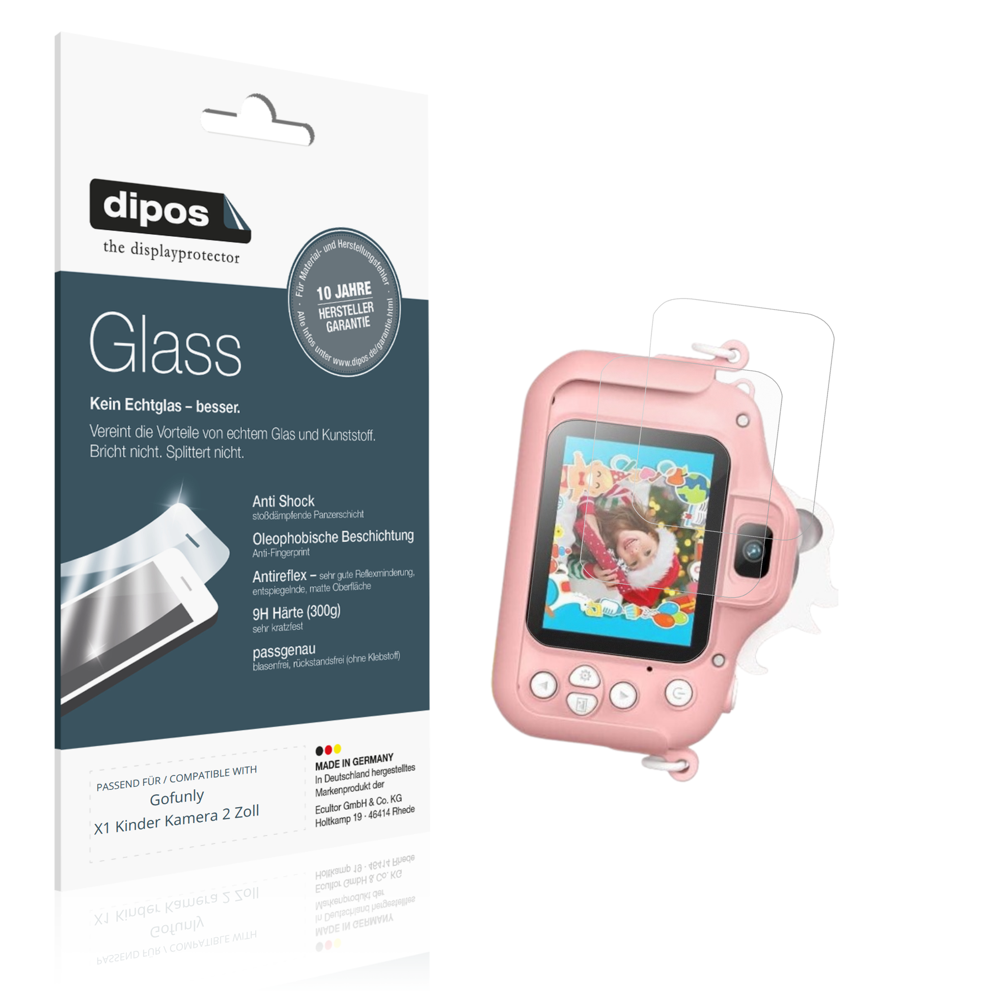 Matte Displayschutzfolie von dipos passend für Gofunly X1 Kinder Kamera 2 Zoll, 9H kratzfest und blasenfrei montiert