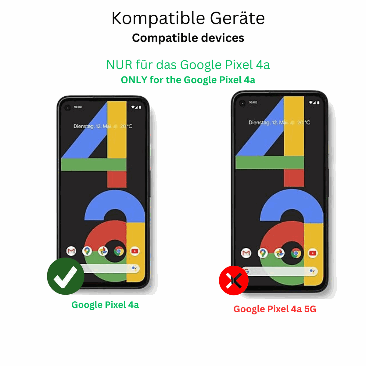 2x 3D Full Cover Schutzfolie für Google Pixel 4a