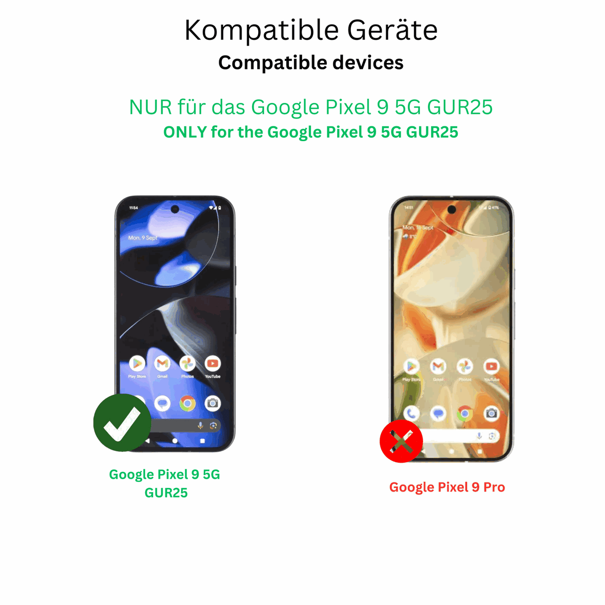 2x 9H Schutzfolie für Google Pixel 9 Panzerfolie