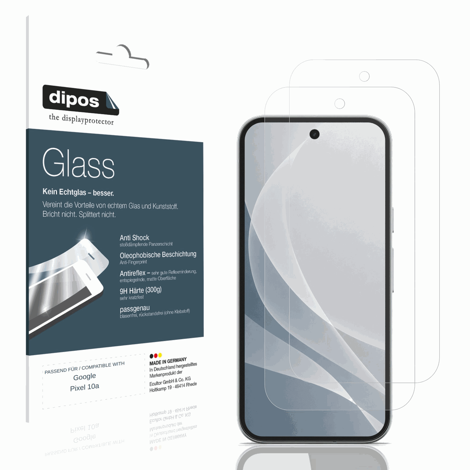 Matte Displayschutzfolie von dipos passend für Google Pixel 10a, 9H kratzfest und blasenfrei montiert