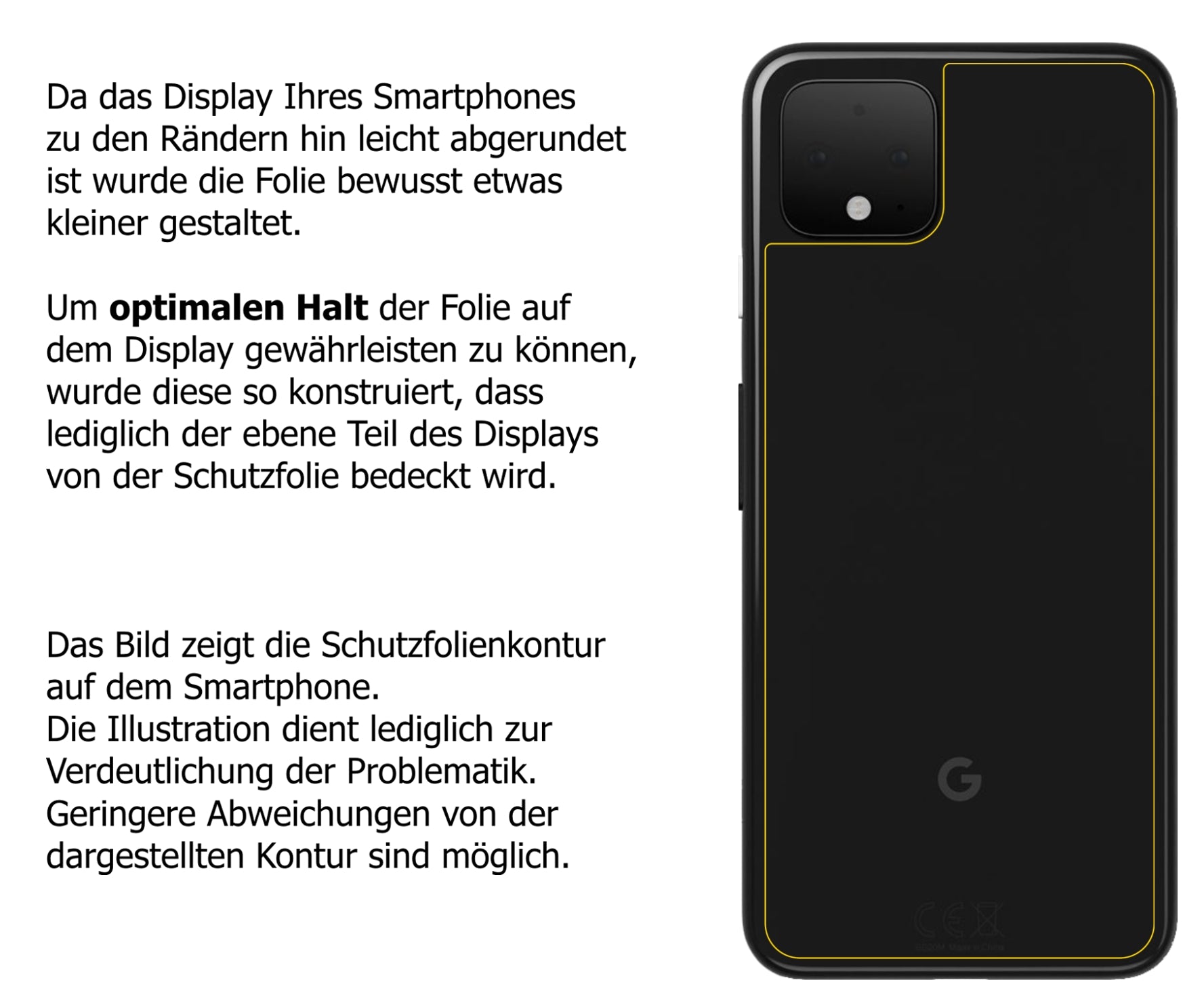 Schutzfolie mit optimaler Passform, zur Verwendung mit Hüllen geeignet