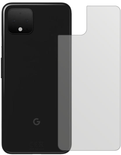 GooglePixel 4 Rückseite mit aufgebrachter dipos Displayschutzfolie, die lästige Fingerabdrücke minimiert