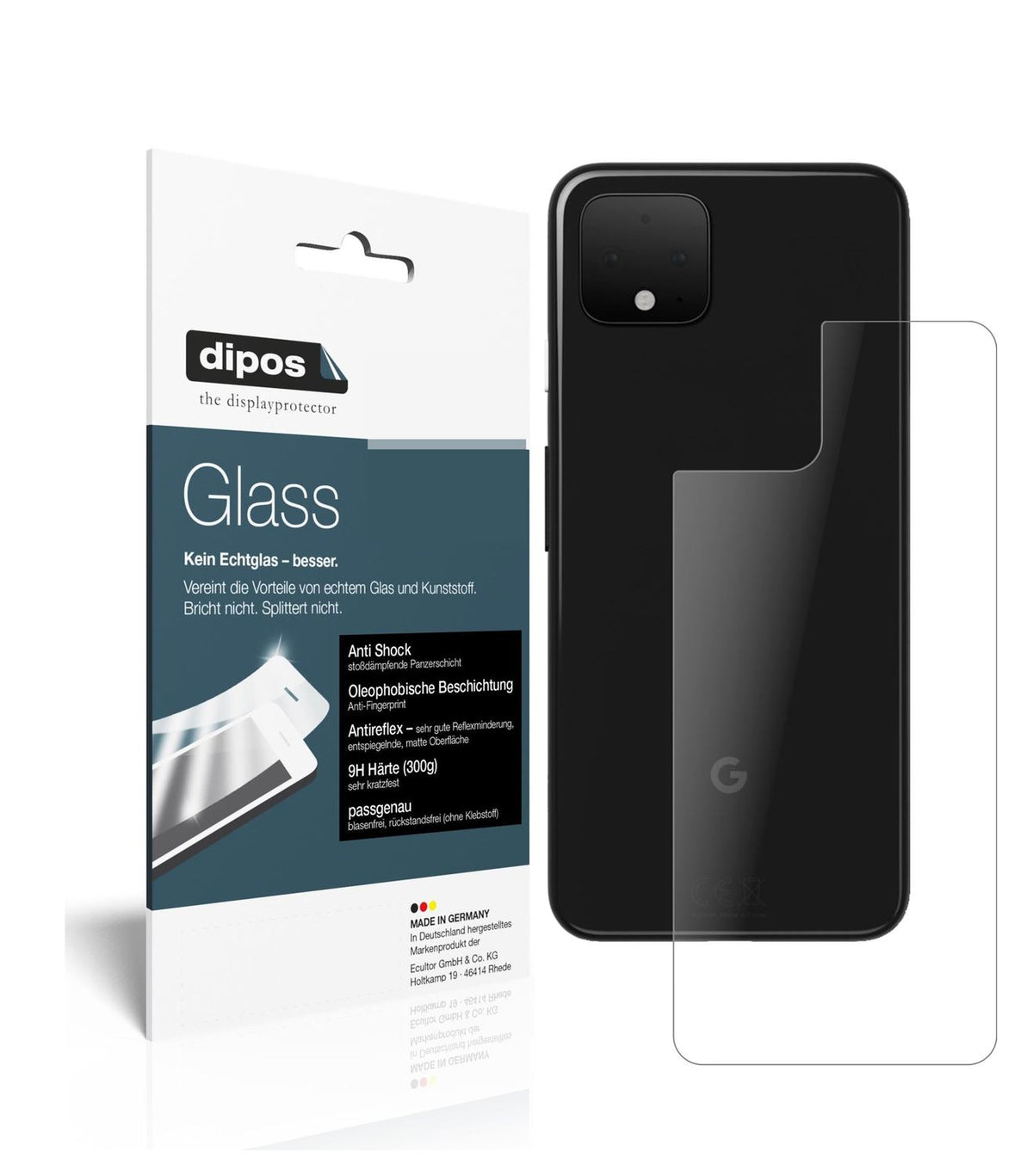 Matte Displayschutzfolie von dipos passend für Google Pixel 4 Rückseite, 9H kratzfest und blasenfrei montiert