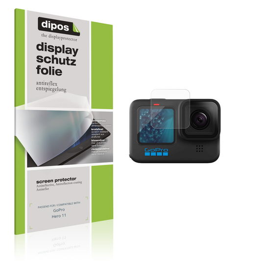 Matte Displayschutzfolie von dipos passend für goprohero 11, präziser Zuschnitt und blasenfrei montiert