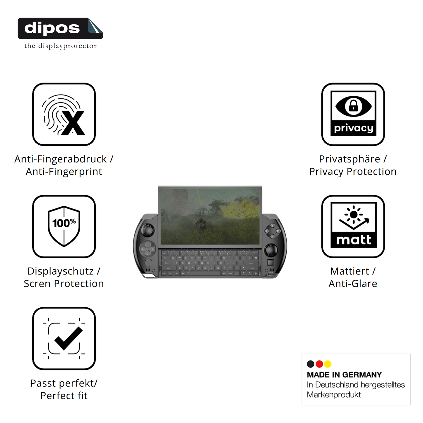 Blickschutzfolie für GPD Win 4 matt Schutzfolie Privacy