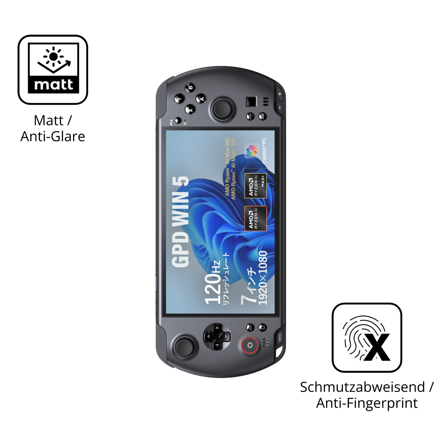 Dünne und entspiegelnde Folie passend zugeschnitten für GPD Win 5