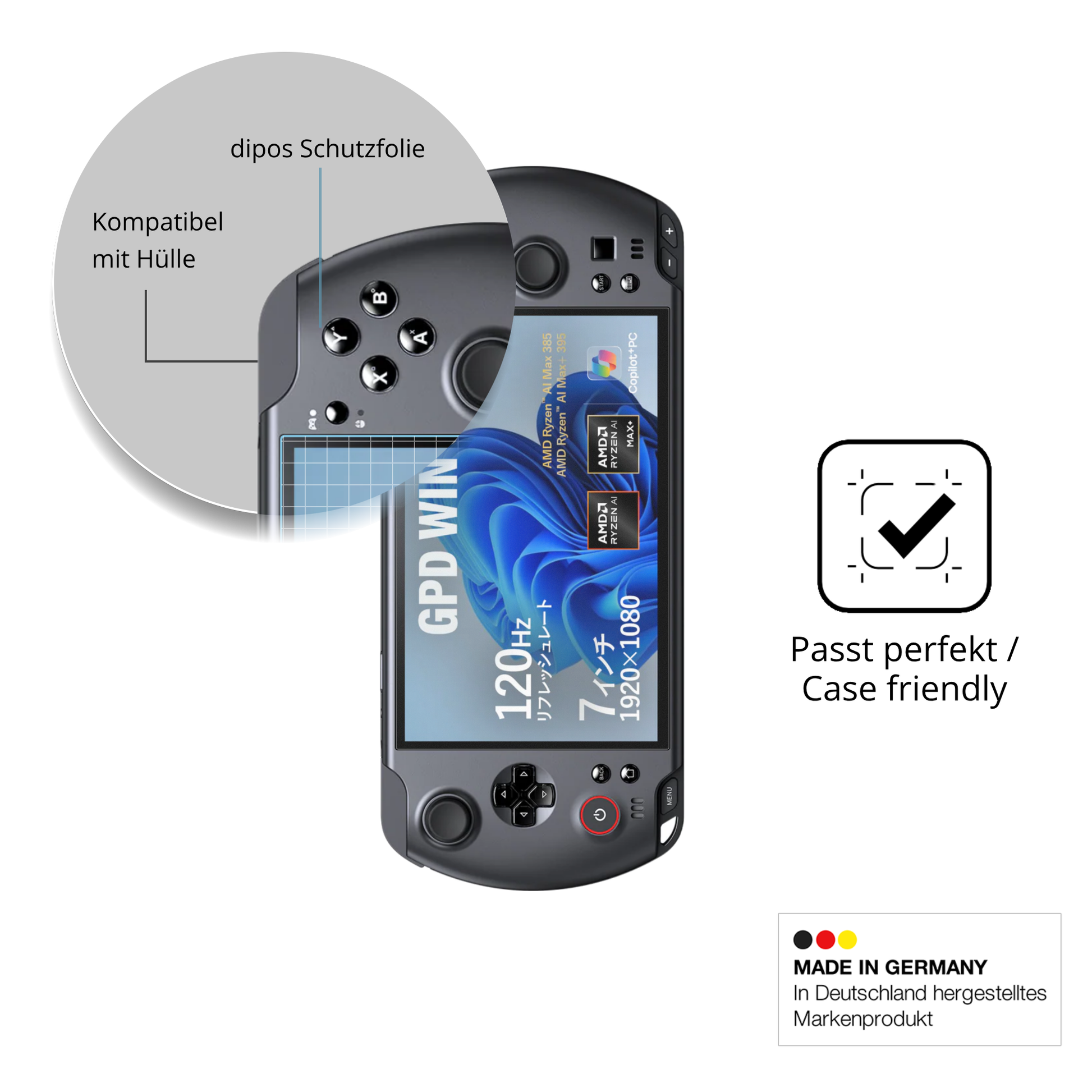 Schutzfolie mit optimaler Passform, zur Verwendung mit Hüllen geeignet