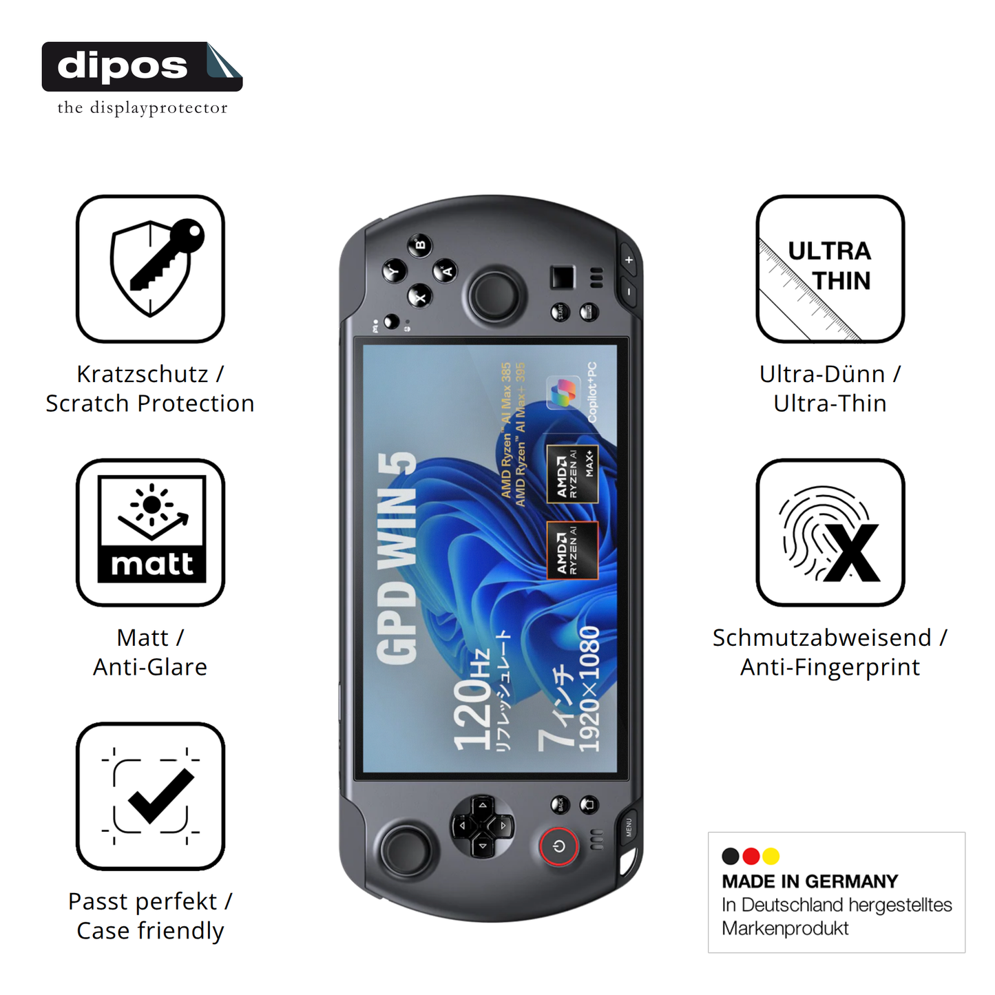 Displayschutz hergestellt in Deutschland, höchste Qualität made in Germany