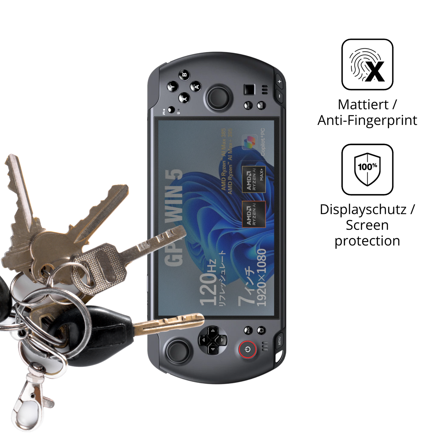 dipos Displayschutz für GPD Win 5, mattierte Oberfläche, Blickschutzfilter und perfekter Passform