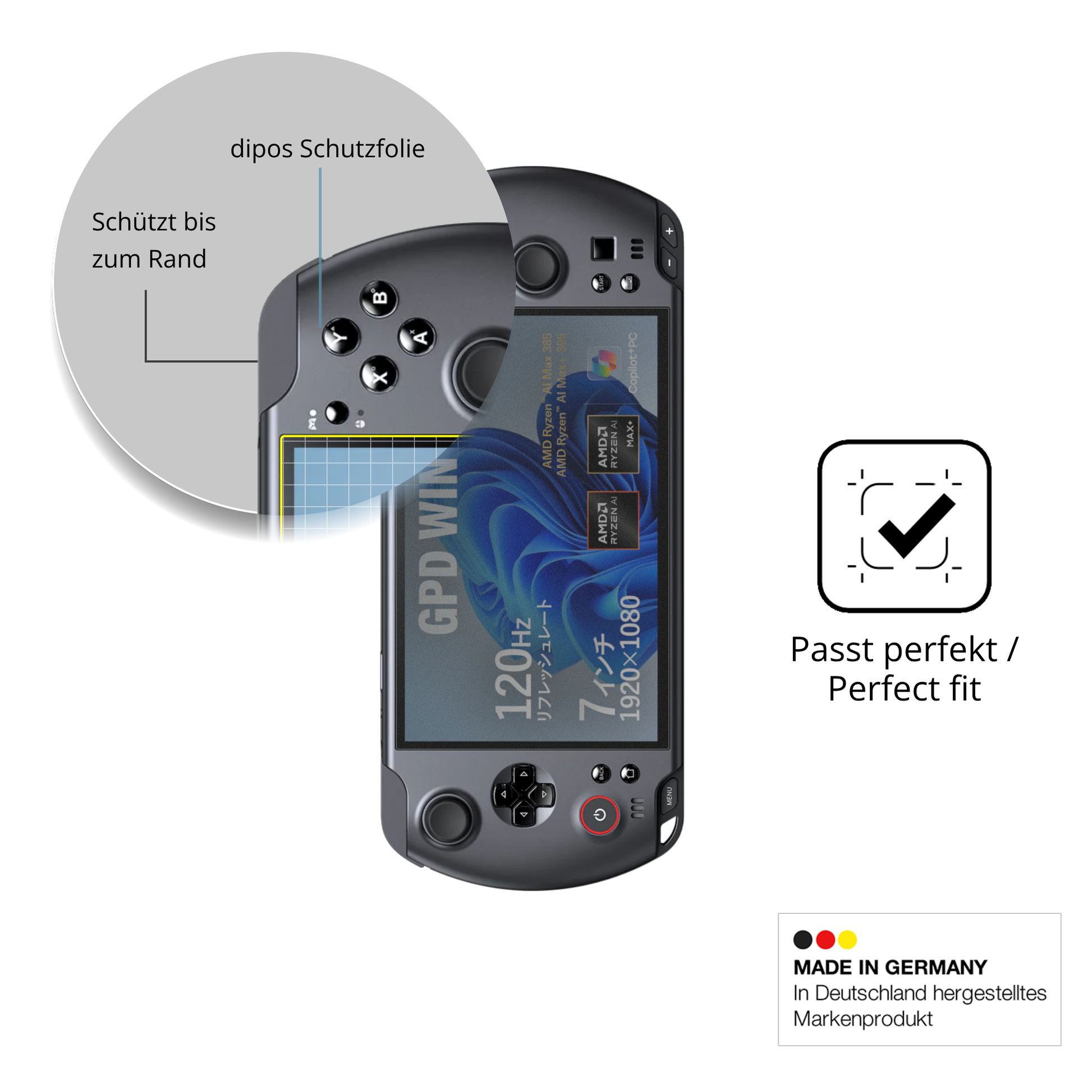 Schutz gegen Kratzer auf dem GPD Win 5 Glas durch Schlüssel oder Ähnliches