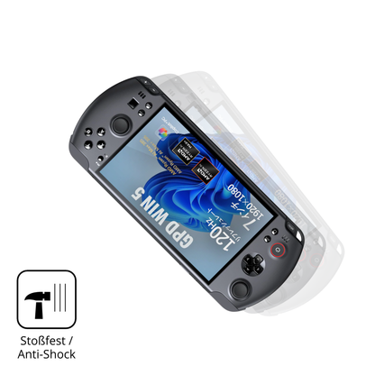 Schutz gegen Kratzer auf dem GPD Win 5 Glas durch Schlüssel, Stöße gegen die Tischkante oder Stürze