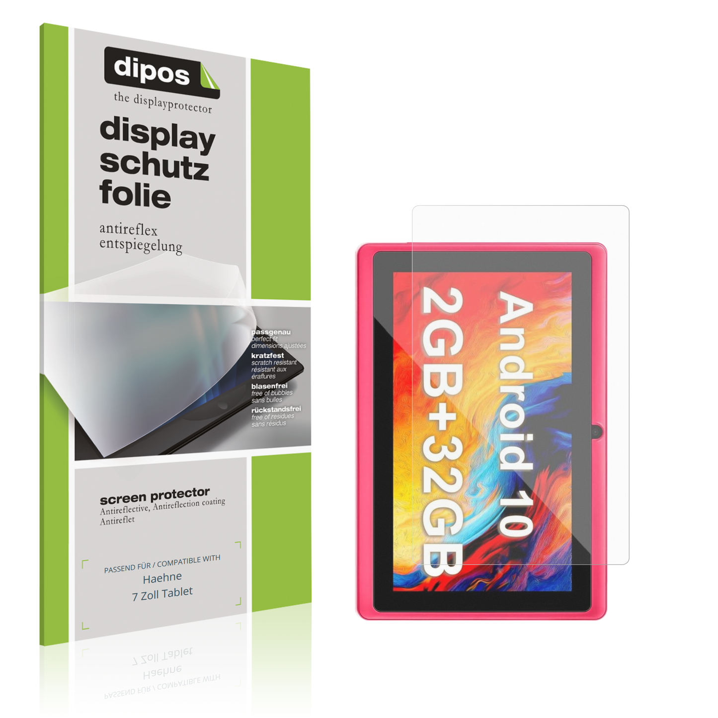 Matte Displayschutzfolie von dipos passend für Haehne 7 Zoll Tablet, präziser Zuschnitt und blasenfrei montiert